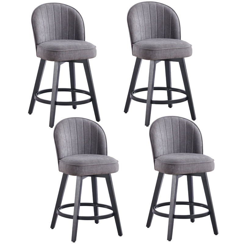 Swivel Upholstered 26.4'' Counter Bar Stools, 4, Gray