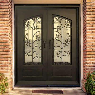 Trellis Nature-Inspired Iron Double Doors