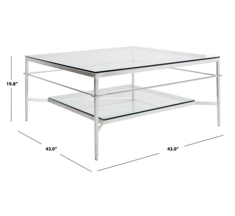 Vera Glass Coffee Table, Silver
