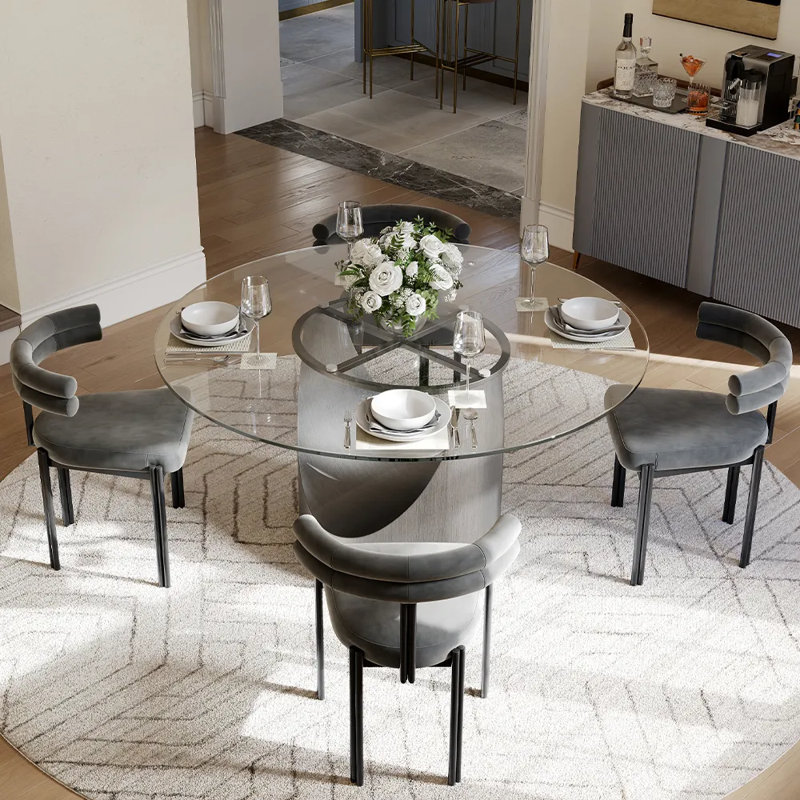 Round Tempered Glass Dining Table