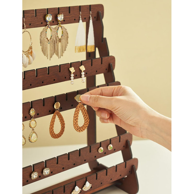 Présentoir à boucles d'oreilles, support à boucles d'oreille en bois