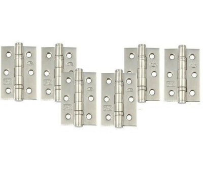  3 Pairs of Heavy Duty Fire Rated Door Ball Bearing Hinges Grade 13 - 4"