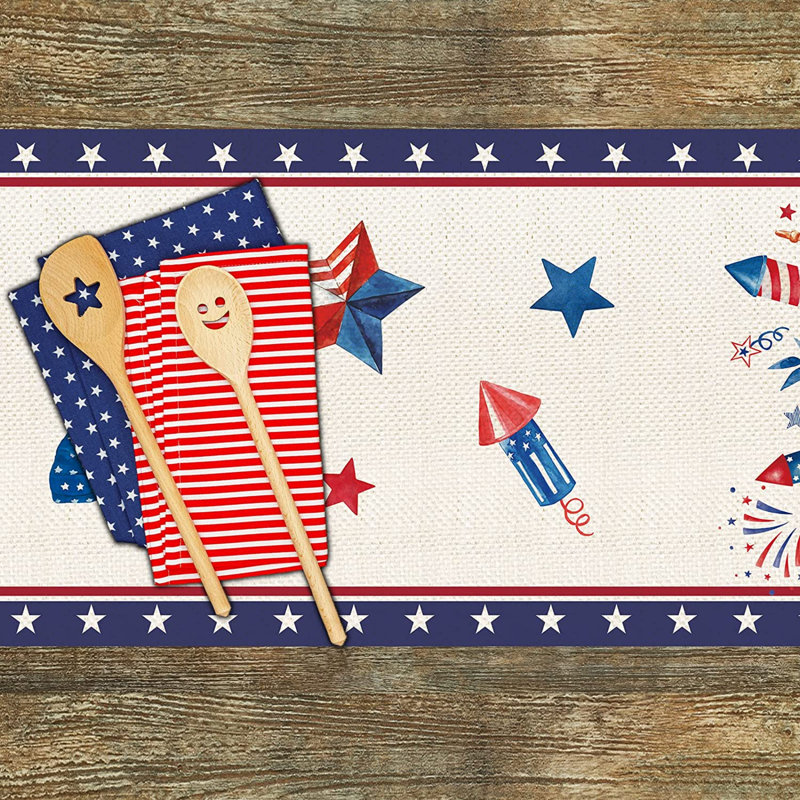 Chemin de table à trois verres Mason du 4 juillet patriotique, table de repas de la fête de l’Independ