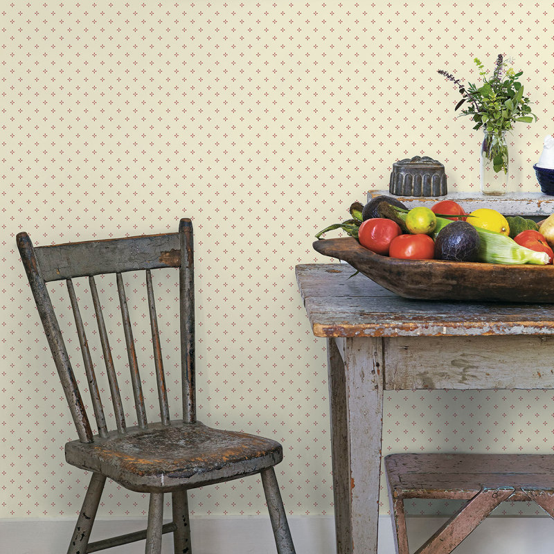 Posey 10m x 53cm Matte Wallpaper Roll, Beige/Red