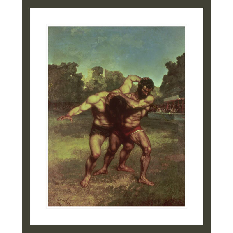 Les lutteurs, Gustave Courbet, impression giclée encadrée, H 28,91 po x l 23,5 po