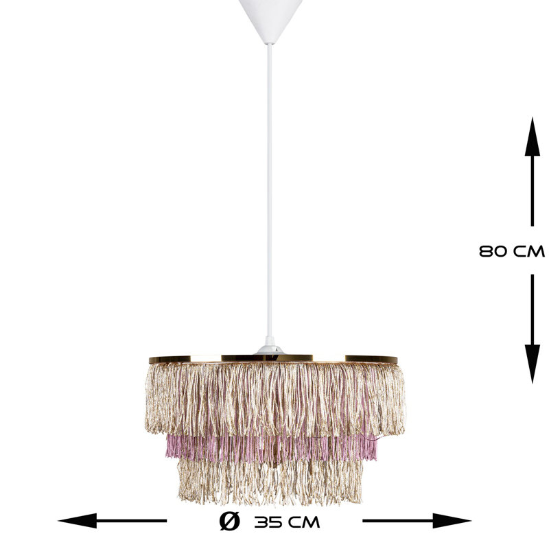 Luminaire suspendu à 1 lumière Bence, H 9,84 po x l 13,78 po x P 13,78 po, Beige / rose, Blanc