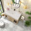 Meuble-lavabo moderne peu encombrant avec plateau en pierre frittée et rangement pour les petites salles de bain