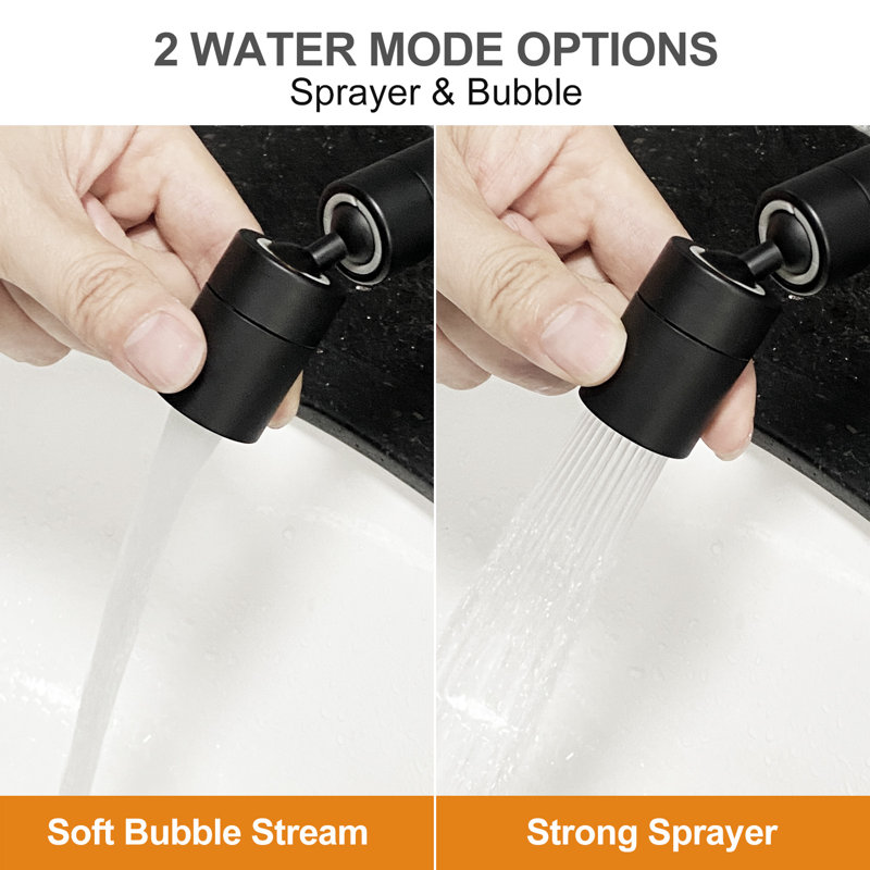 360-degree Swivel Sprayer Bathroom Faucet Head Splash-proof,dual Function 2 Water Flow Sprayer Modes Faucet,matte Black