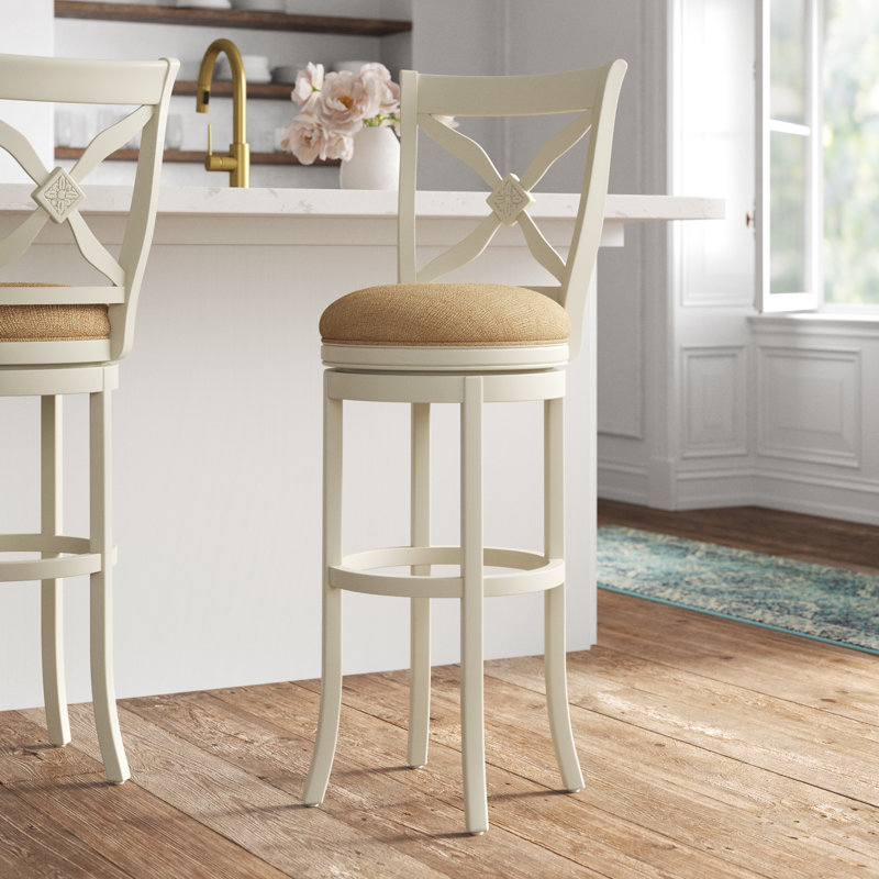 Swivel Upholstered Counter Stool with Solid Wood Frame, Bar Stool (34” Seat Height)