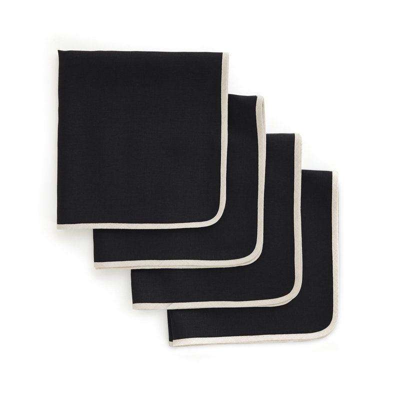 100% Pure Linen Dinner Napkins -kensington, Black 
