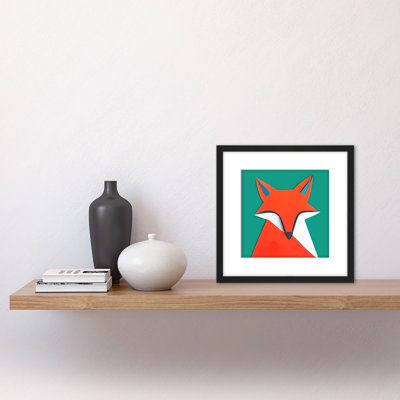 Abstract Fox Orange Green Geometric - Single Picture Frame Print