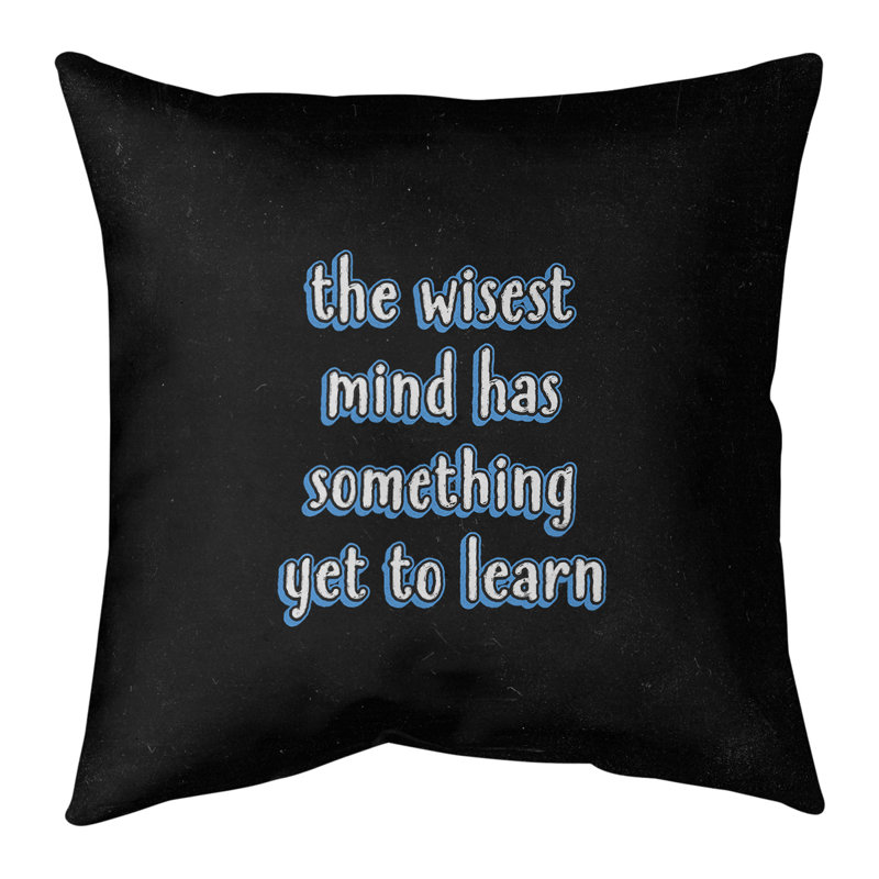 Coussin de style tableau d'apprentissage inspirant, 18 po x 18 po, Bleu, Housse de coussin seulement - sans insert