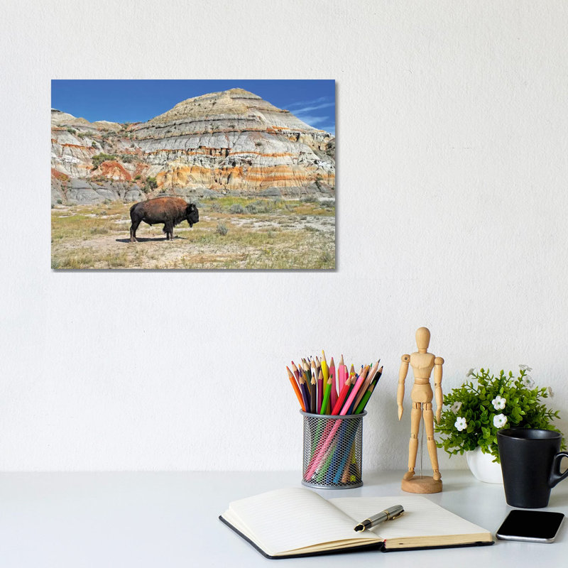 Badlands Bison by Brian Wolf - Wrapped Canvas Print, 20.32cm H x 30.48cm W x 1.91cm D