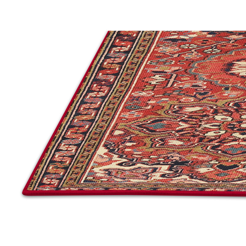 Tapis de zone rouge/brun 2616 traditionnel, Rectangle 2 pi x 4 pi