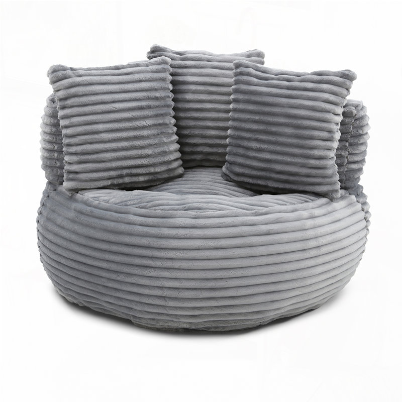Grande chaise en velours côtelé avec bourre, Gris