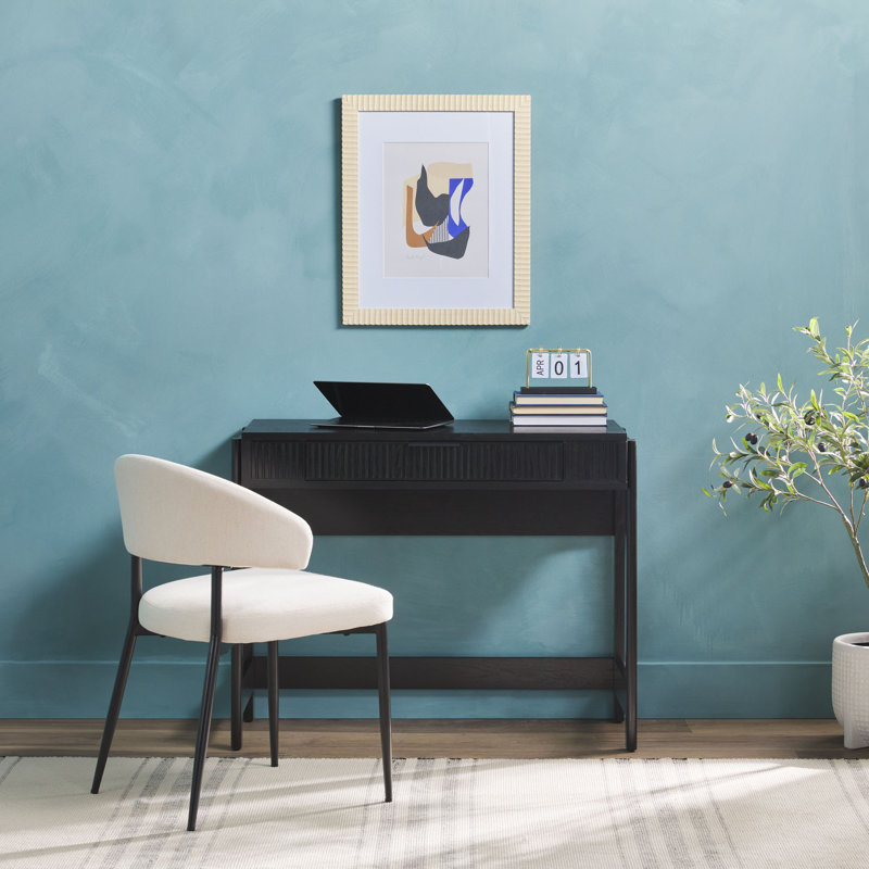 Jorah Reeded Lift-Top Desk with Drawer, Black