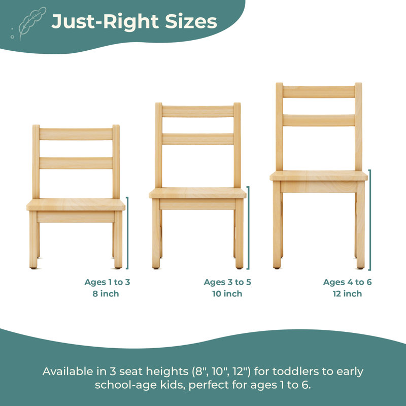 Chaises en bois franc EdQ (ensemble de 2 ACR) 12 po, H 24 po x l 13 po x P 12,5 po