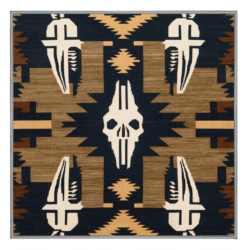  Tapis lavable Skull and Bones Southwestern, Carré 6 pi