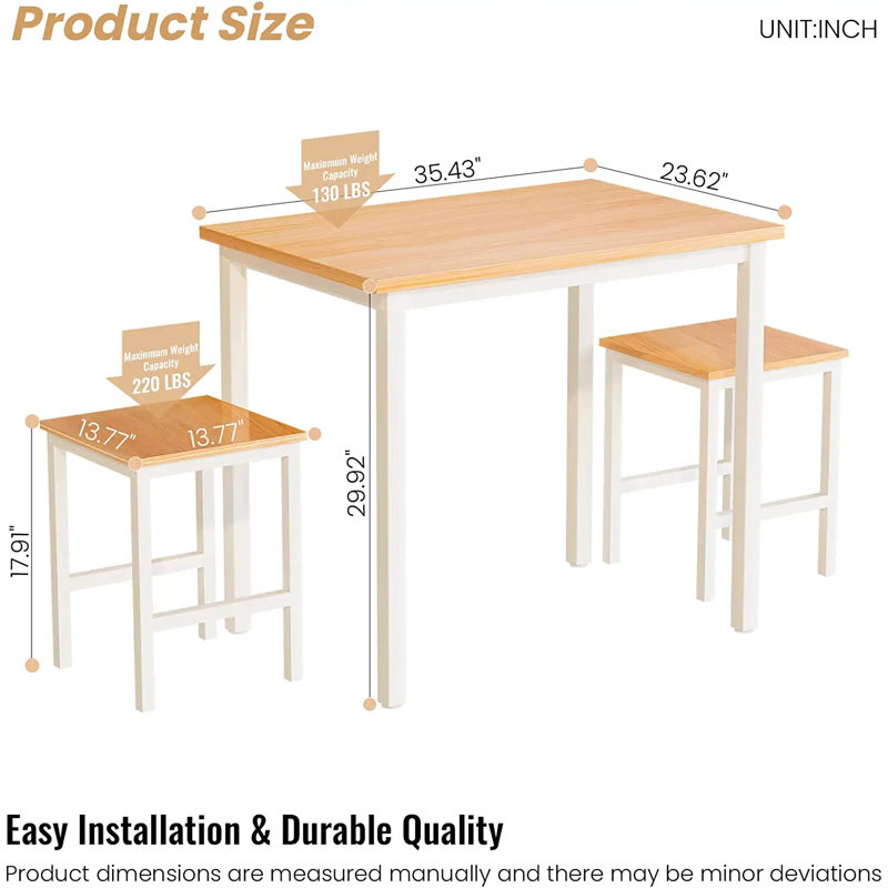 2 - Person Four Leg Dining Set, Beige