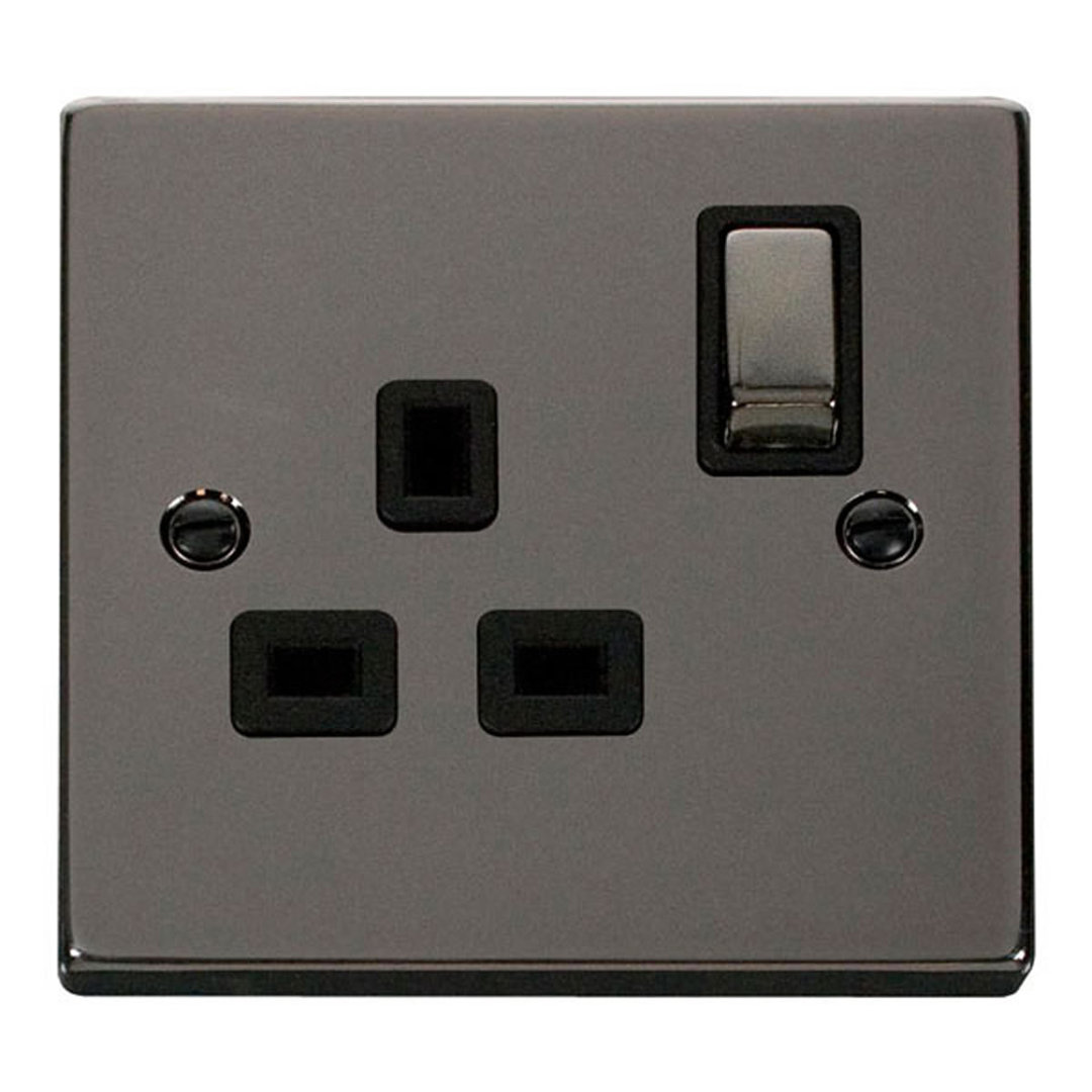 Black Nickel 1 Gang 13A DP Ingot Switched Plug Socket