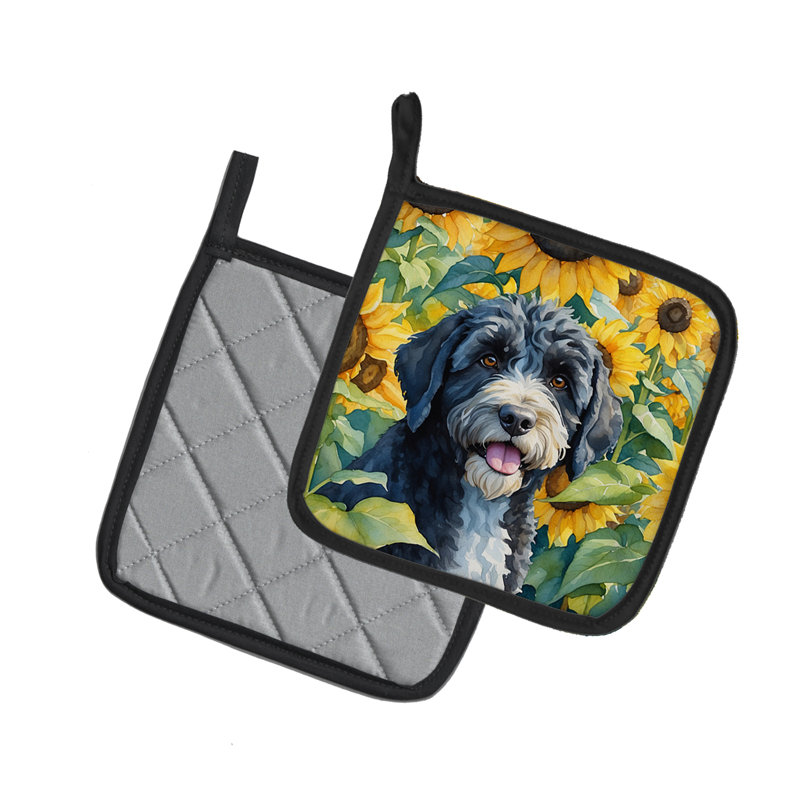 Caroline's Treasures In Sunflowers Floral Polyester Potholder Set