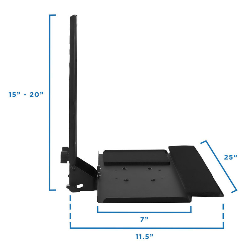 Black Adjustable Wall Mount Monitor and Keyboard Tray