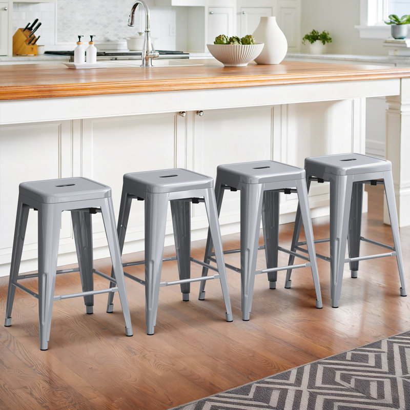 Tabouret de bar 24 po Kohki, Argent argent, Set of 2