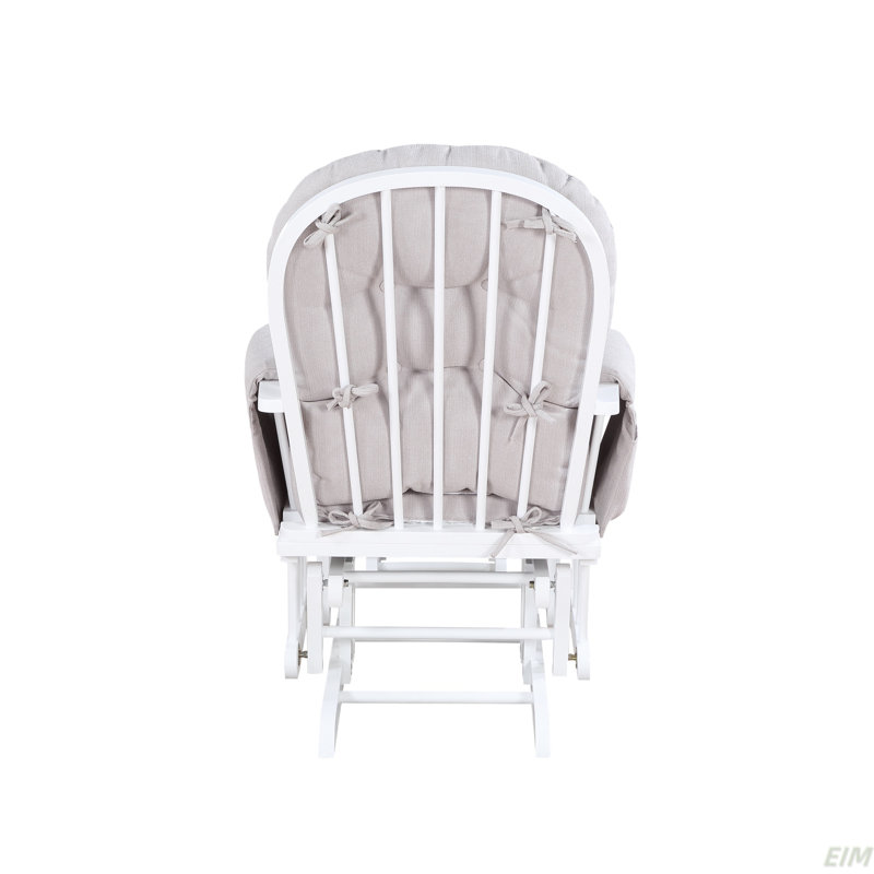 Fauteuil coulissant et repose-pieds Mason en bois blanc et tissu gris tissé