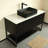 Tulio 48"Striped Bathroom Vanity With Vessel Sink, Freestanding Bathroom Storage Cabinet With Three Doors And One Open Shelf, Black Rectangular Ceramic Basin And Carrara White Sintered Stone Counter Top, Black