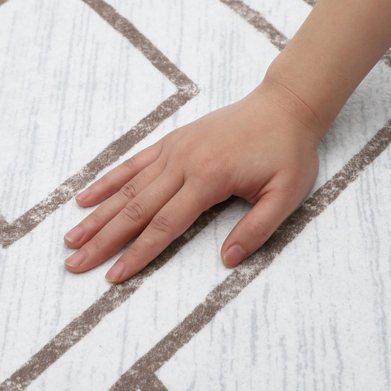 Tapis géométrique 2 x 6 - bords fins, à poils courts, antidérapants, lavables, résistants aux taches et renforcés pour le salon, la chambre à coucher, la cuisine, bleu