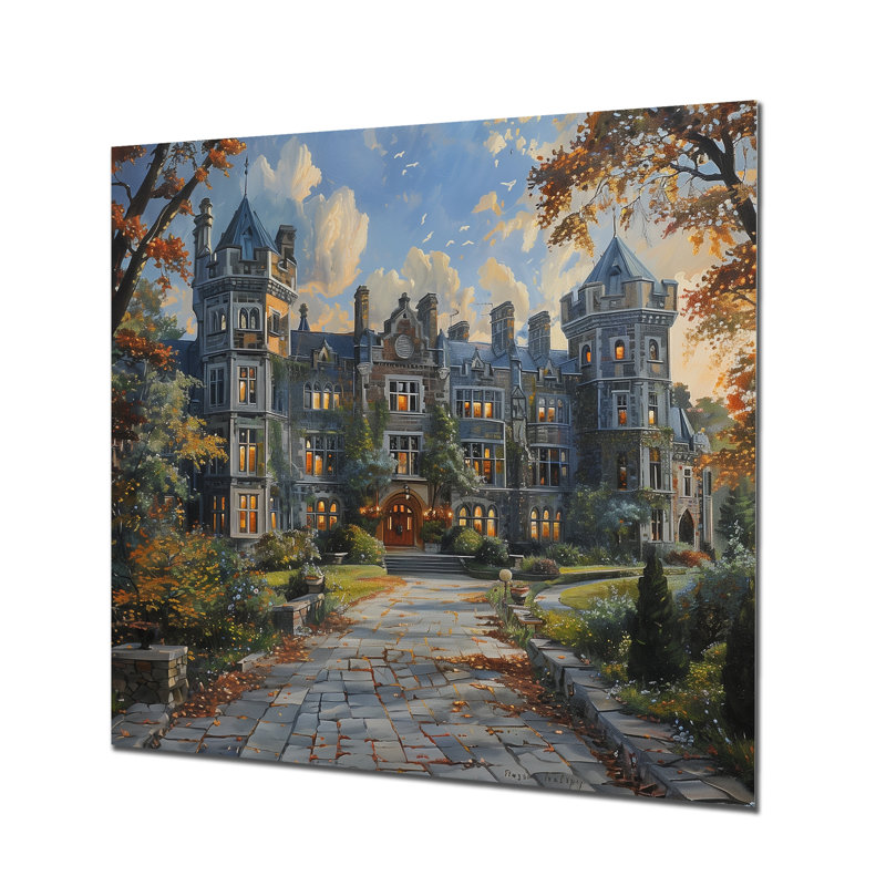 «England University Hall Building In Summer II - College and University Buildings», art mural, Métal métal