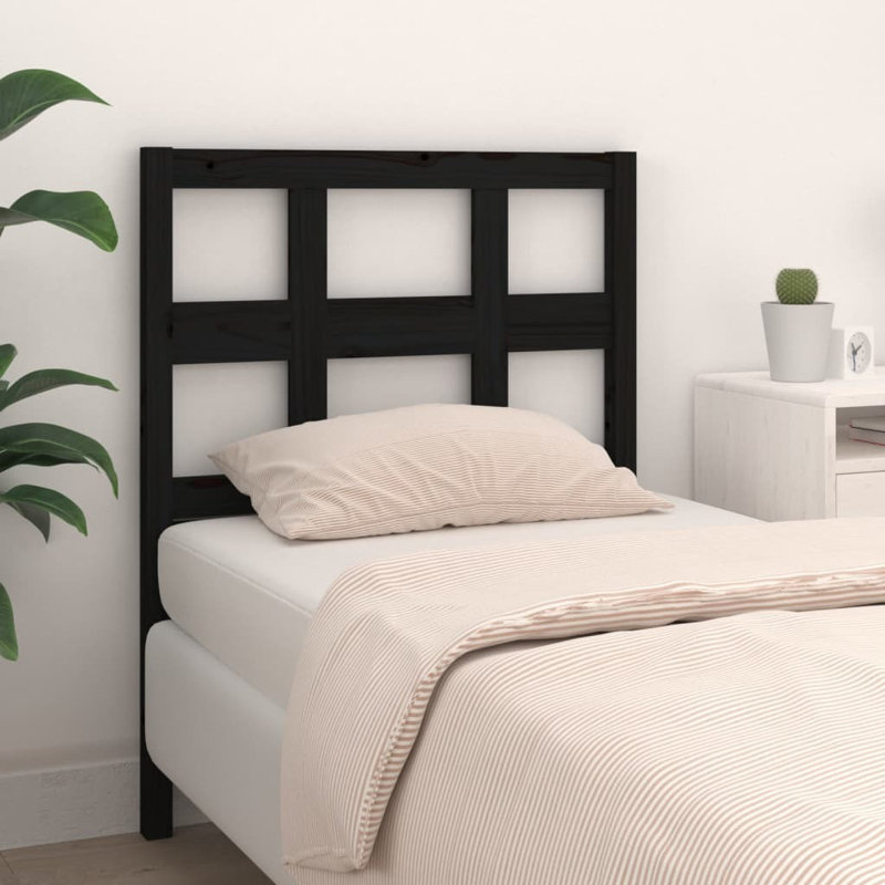 Solid Wood Headboard, 100cm H x 95.5cm W, Black
