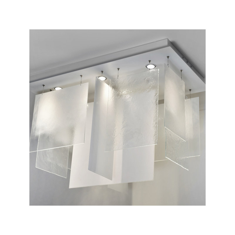 Lustre rectangulaire à 4 lumières l 36 po Plissé