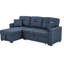 Canapé d'angle 3 places bleu foncé, 194 cm (76,5 po), revêtement en lin mélangé, avec fonction lit gigogne, méridienne réversible et rangement, design élégant, coussins en mousse à fermeté moyenne, montage facile et rapide.