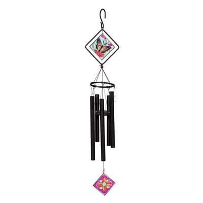 Uland Stained Glass Chime, Monarch Butterfly, 36"