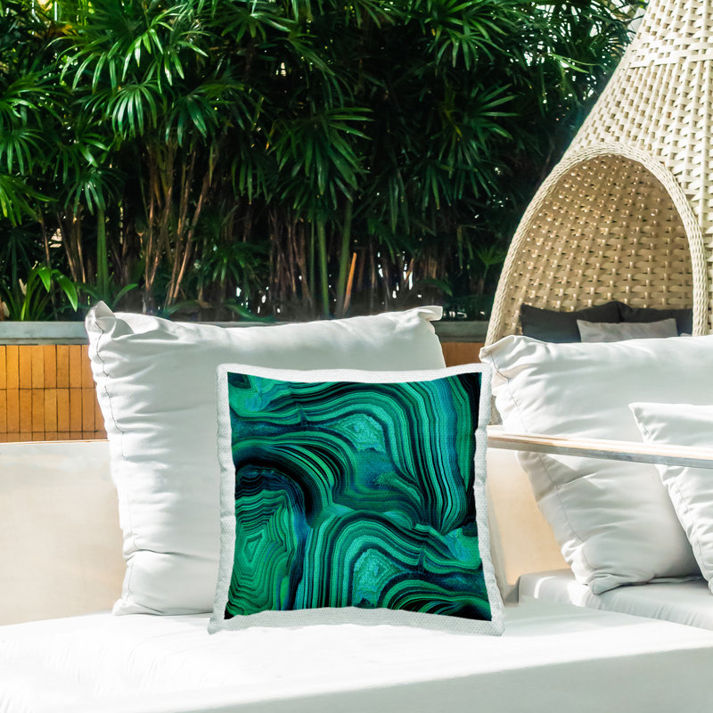 Coussin d'extérieur Green Green Agate Shapes