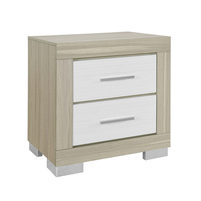 Table de chevet Elsa, Naturel Blanc