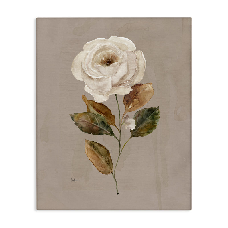«Rose Bud» sur toile grise simple, design par Livi Finn, H 20 po x l 16 po