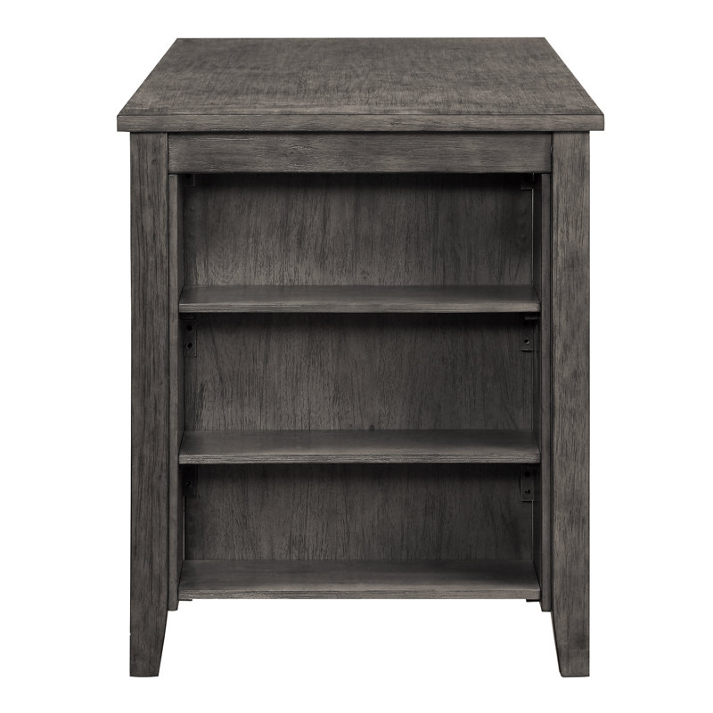 Table grise à hauteur de comptoir avec tablettes intégrées - bois moderne pour la cuisine et la salle à manger, Gris