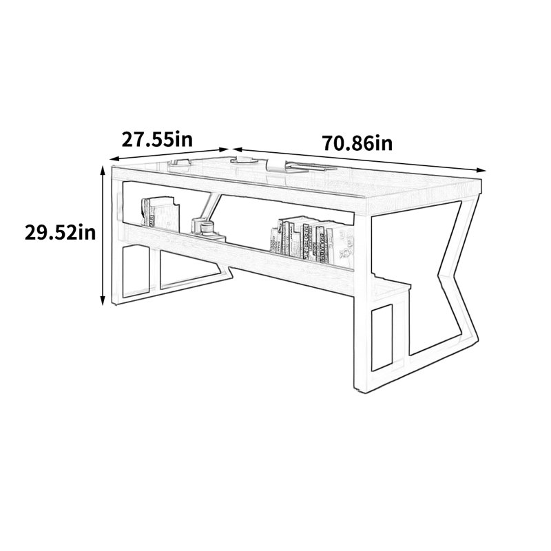 Bureau élégant et tendance, H 29,52 po x l 70,86 po x P 27,55 po