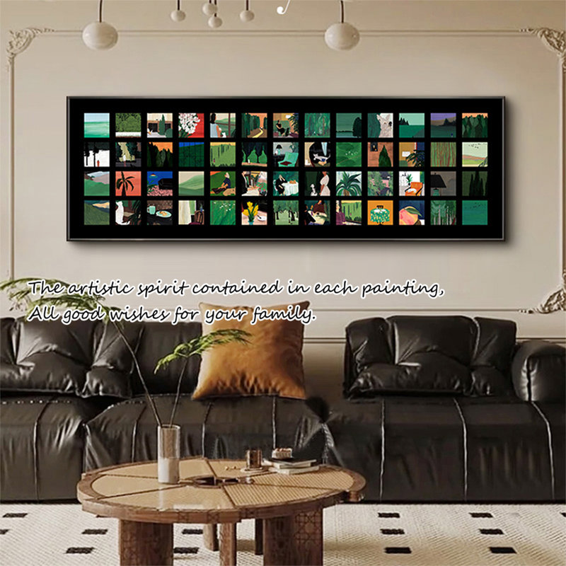 Art mural Mid-Century moderne en toile pour salon, H 31,5 po x l 94,49 po