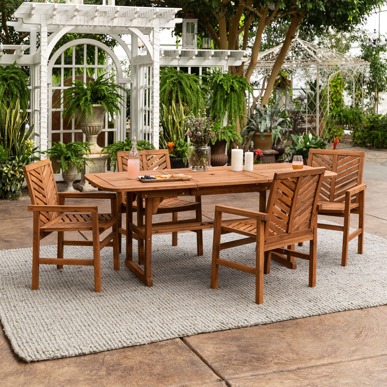 Alfonsi Acacia Wood Patio Dining Table Set