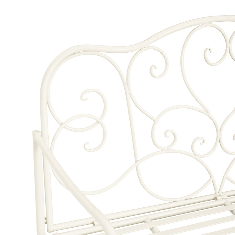 Banc de jardin extérieur avec cadre en fer, Blanc mat