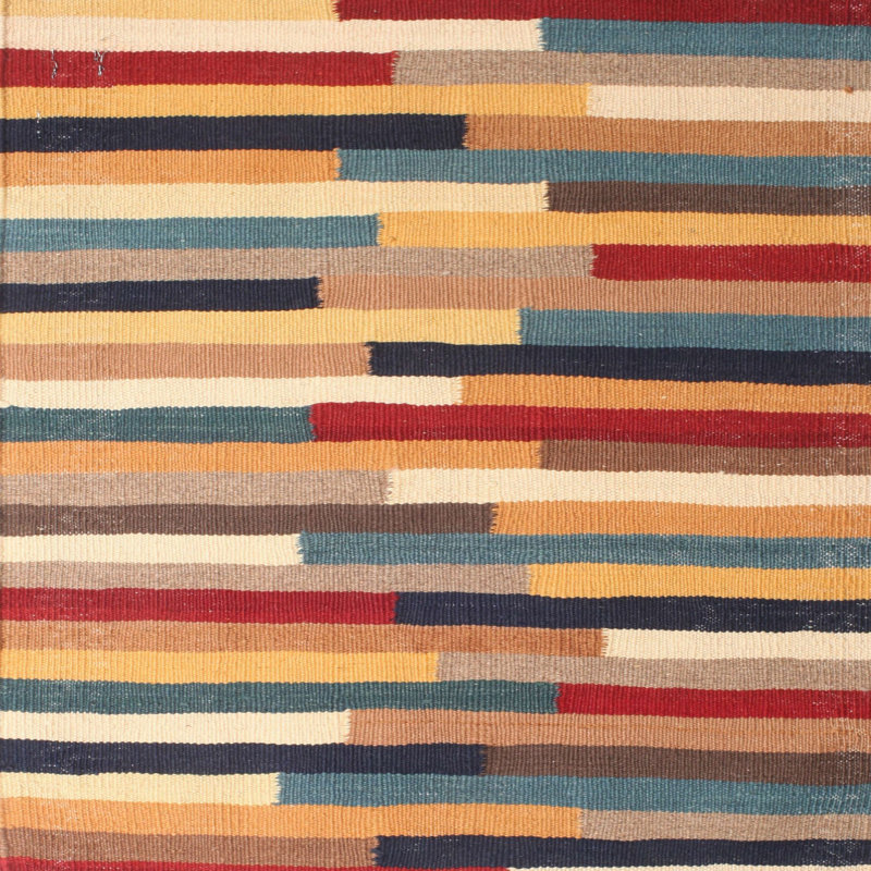 Tapis brun/bleu/gris/zone contemporaine, Carré 6 pi