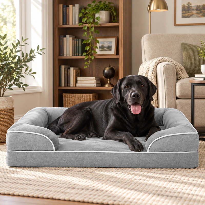 Lit orthopédique pour grand chien avec doublure imperméable et housse lavable