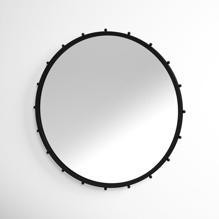 Black Round Metal Wall Mirror