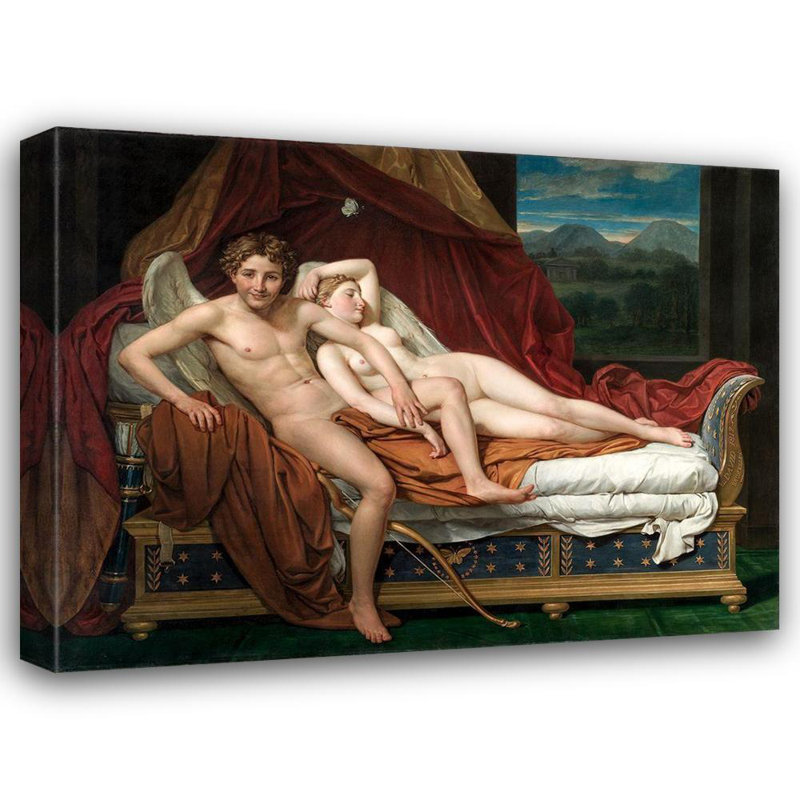 Art sur toile tendue avec galerie Louis Louis Astoria Grand David, Cupidon and Psyche, H 28 po x l 36 po