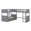 Structure de lit superposé en bois avec lit mezzanine attaché à deux tiroirs-597877199