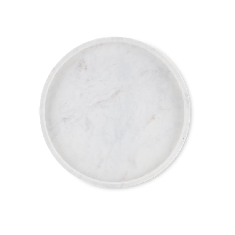 Freya Large Round White Marble Decorative Tray