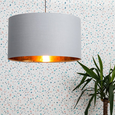 Symya 25cm H Cotton Round Lamp Shade ( Slip-On ) in Grey